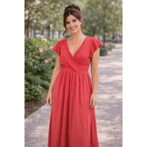 City Chic Pink Crinkle Smocked Dress - Size 22